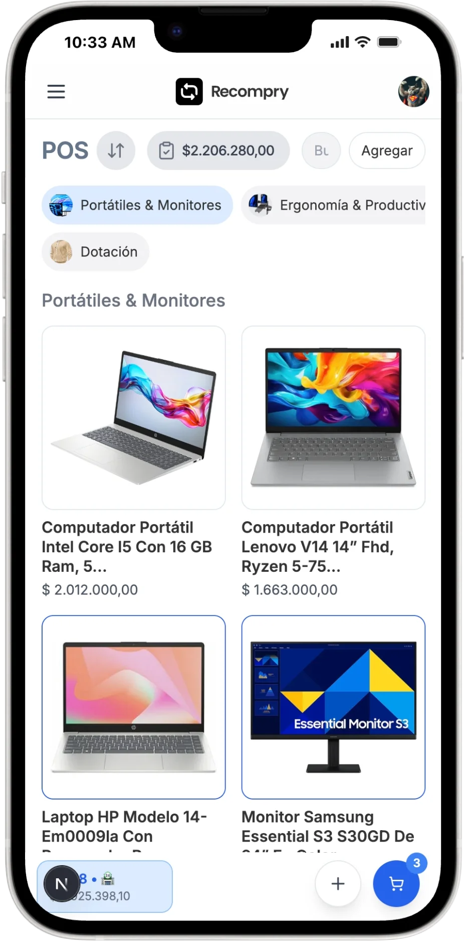 Mobile online catalog connected to the POS